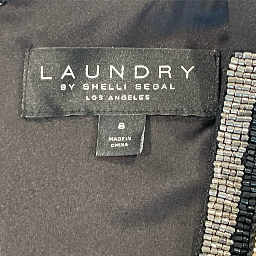 Laundry by Shelli Segal | NWT Sleeveless V-Neck ✨Embellished ✨Black Dress | 8 - Picture 8 of 11
